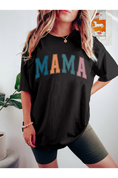 121 "Momma" Letter Print T-Shirt, Short Sleeve, Crew Neck, Casual Top for Sum...
