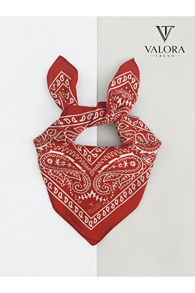 Valora Kırmızı Paisley Desenli Saten Bandana | Etnik Desenli Fular Bandana | ...