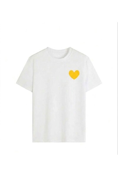 LELVANİ Women's Cest La Vie Printed Crew Neck T-Shirt White