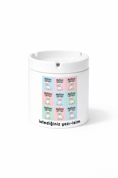 Kirbi Reklam Animal Maltese Terrier Maltese Dog Double Sided Printed Ashtray ...