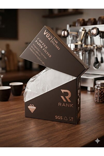 rank مرشحات قهوة ورقية رانك V60 مقاس 02، 100 قطعة بيضاء