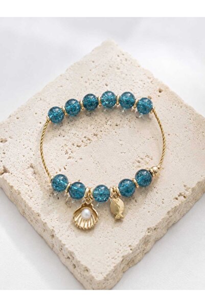 cleopatra takı aksesuar Peri Handmade Elastic Blue Color Women's Bracelet