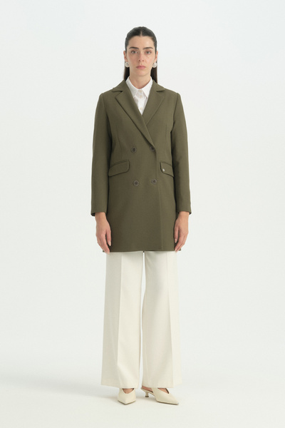 Nihan Kruvaze Blazer Ceket - Haki