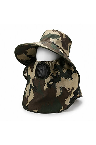 SAVEX Ense Korumalı Outdoor Şapka - Maskeli - Dijital Kamuflaj (M-4)-