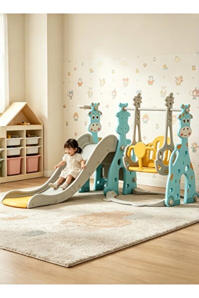 Bojasmiial Multi Function Kids Slide and Swing Set, Indoor Outdoor Playground...