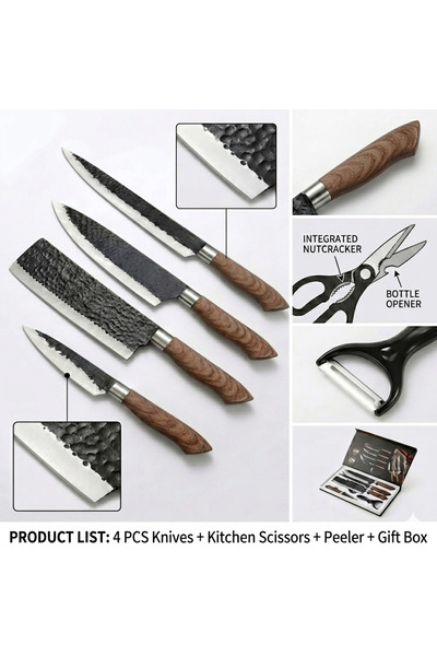 OSOOKE Professional Kitchen Knife Set for Home Cooking - Non-Stick Black Blade Cutlery Set with Ergonomic Handles - Essential Chef Knives for Daily Kitchen Preparation, Home Chefs & Cooking Enthusiasts
