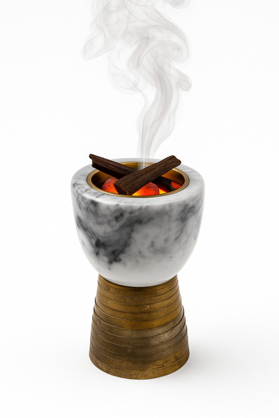 OEMS Luxury Marble & Wood Incense Burner Handcrafted Oud Incense Holder