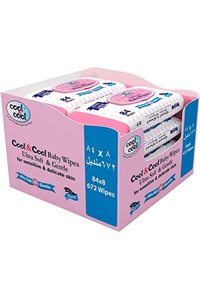 COOL & COOL Baby Wipes 84's Extra large (Pack of 8) - Alcohol Free,Paraben Fr...
