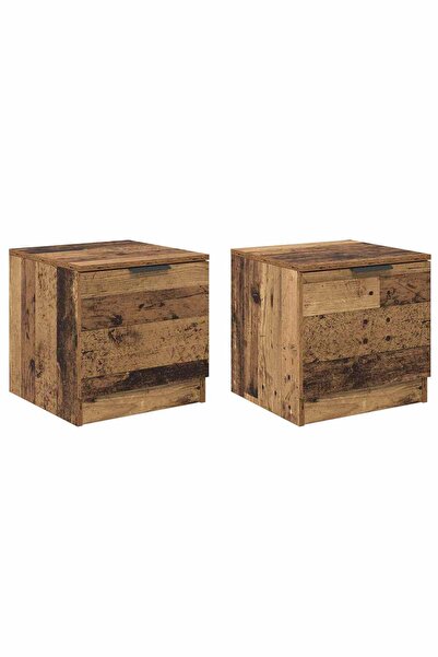 vidaxl Dulap de pat 2 pcs Lemn vechi 40 x 39 x 40cm Lemn compozit
