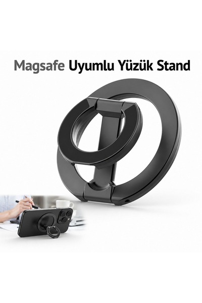 Dexmon MagSafe Uyumlu Manyetik Yüzük Stand Telefon Tutucu 360° Dönebilen Katl...