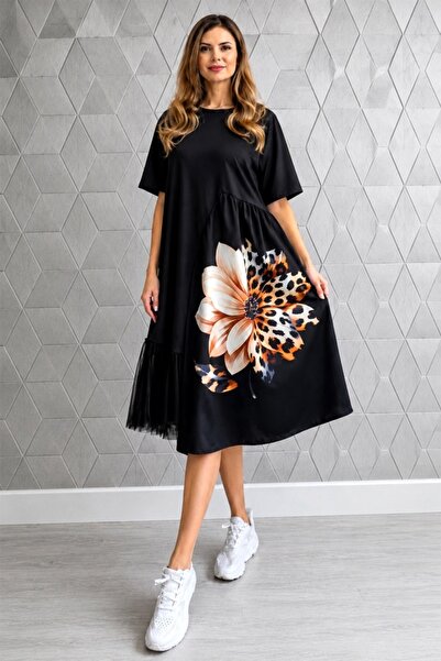 FashionForYou Day dress Arty Fiora, with tulle and short sleeve, Savage Bloom...