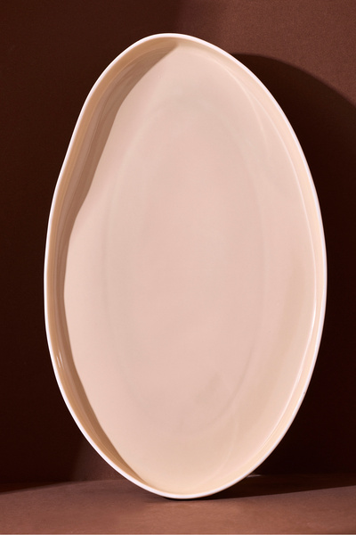 Perotti Std-Roma Beige Porcelain Boat Plate 37.1 X 22.2 X 3.2 cm