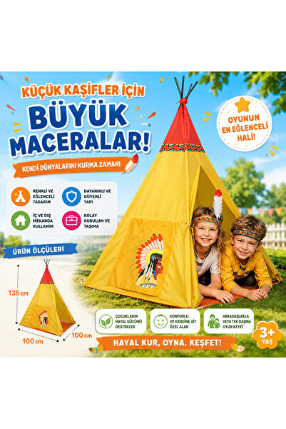 Cici Oyuncak Kız Erkek Çocuk Oyun Evi Çadır İç Ve Dış Mekan Uyumlu Kızılderel...