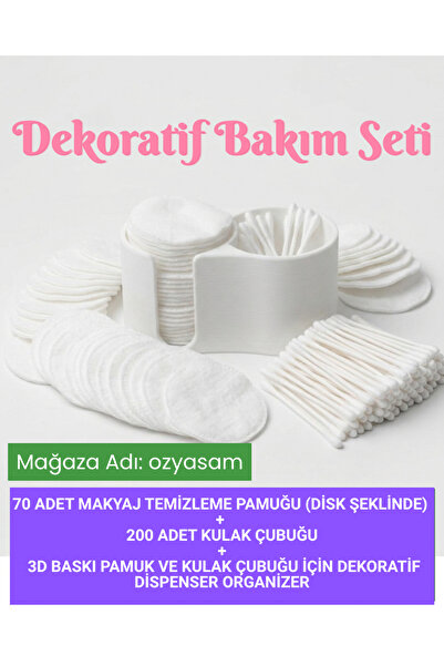 ozyasam Dekoratif Bakım Seti - 70 Disk Pamuk, 200 Kulak Çubuğu, 1 Organizer