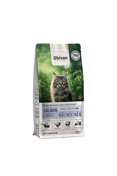 obivan Somonlu ve Hamsili Yetişkin Kedi Maması 2 Kg