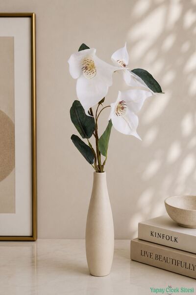 Yapay Çiçek Sitesi Artificial Elegant Clematis Branch 45cm White