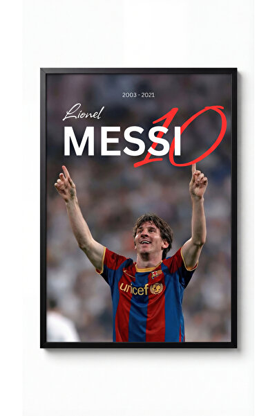 icontablo Lionel Messi Bernabeu Sessizliği Siyah Çerçeveli Tasarım Tablo Futb...