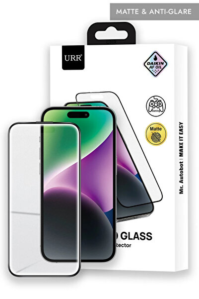 Fuchsia واقي شاشة زجاجي غير لامع لهاتف iPhone 14 Pro من URR - أسود