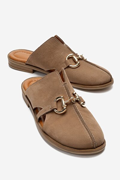 Lizy Shoes Дамски мюл чехли от норков велур с равна подметка и класическа кат...