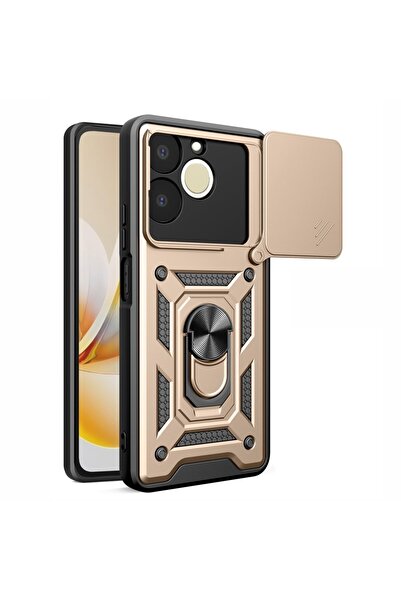 sscase Rotary Camera Lid Σκληρή Θήκη με Δαχτυλίδι Gold (Realme Note 70T 4G)