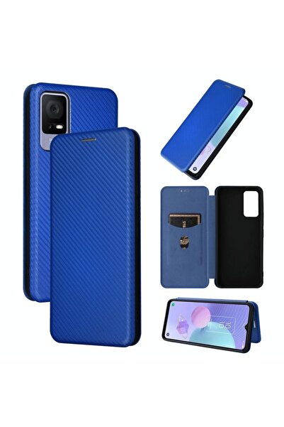 sscase Carbon Fiber Θήκη Βιβλίο Blue (TCL 405 / 406 / 408)