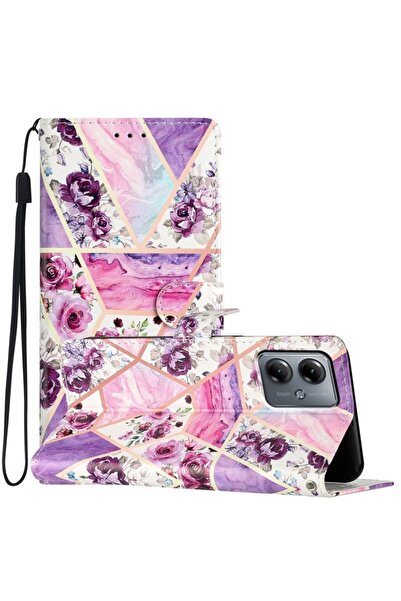 sscase Colored Drawing Θήκη Πορτοφόλι Purple Marble (Motorola Moto G14)