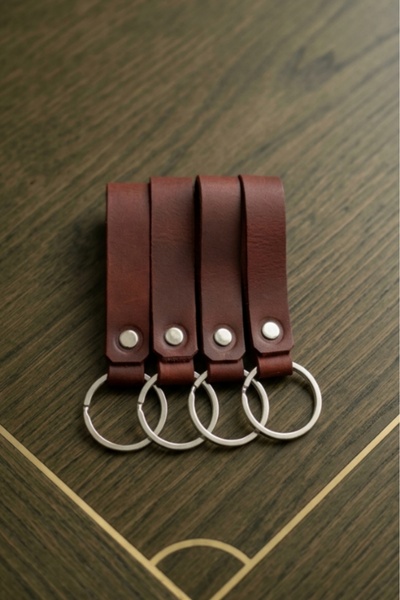 BSN Store Set of 4 Handmade Genuine Leather Keychains Real Leather Keychains