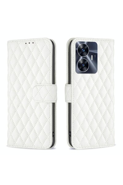 sscase Puff Rhombus Θήκη Πορτοφόλι White (Realme C55)