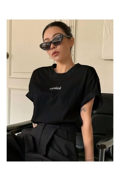 puolikuu Tricou unisex cu croială confortabilă, cu panglică și imprimeu dublu
