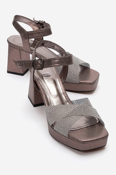 LuviShoes حذاء نسائي من BAVENA بلاتينيوم لامع بكعب عالٍ ومنصة لارتداء فساتين ...