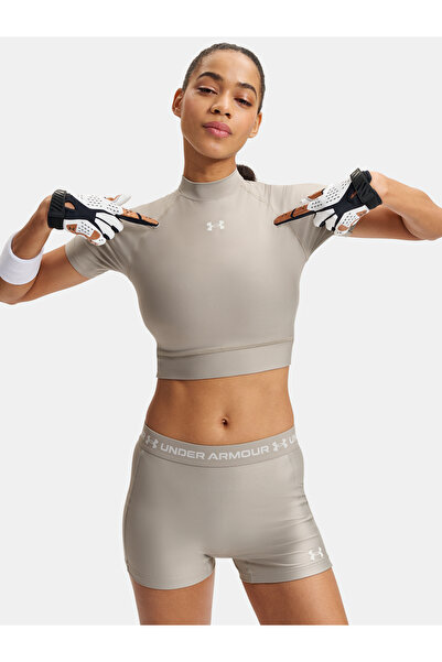 Under Armour Tricou de damă HeatGear Crop Mock SS-BRN