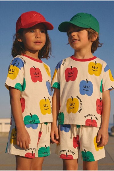 Rubeto Kids 2-7 Years Old Unisex Children's Colorful Apple Printed Shorts Set