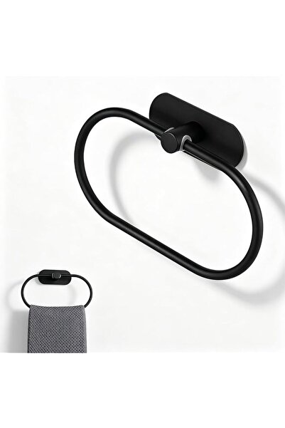 The Bros Rustproof Towel Ring Black Stainless Steel, Self-Adhesive No-Drill H...