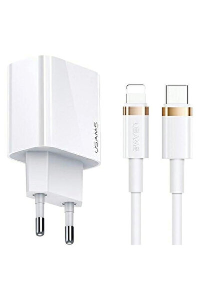 Usams Φορτιστής Κινητού Τηλεφώνου με Θύρα USB-C και Καλώδιο USB-C σε Lightnin...