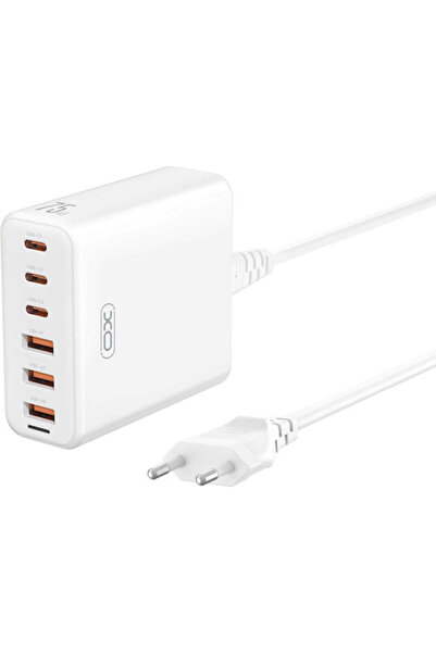 Xo Βάση Φόρτισης GaN με 3 θύρες USB-A και 3 θύρες USB-C 75W σε λευκό χρώμα (L...