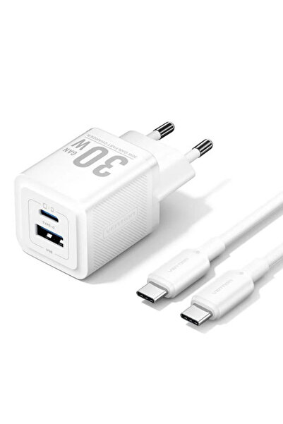 Vention Φορτιστής GaN με θύρα εξόδου USB-A και θύρα εξόδου USB-C και καλώδιο ...