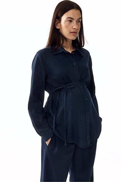 H&M MAMA Linen-blend shirt