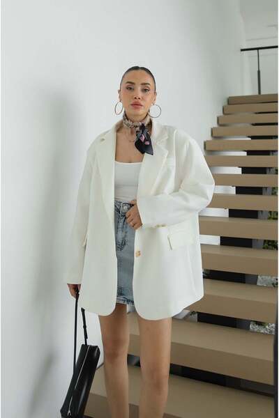 Havoş Ecru Trena Oversize lanena jakna