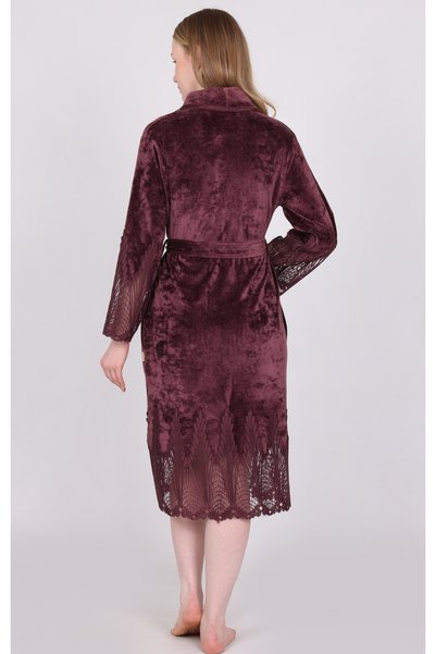 Nuşa روب نسائي قصير من الدانتيل والقطيفة والقطن الخيزراني من نيكى