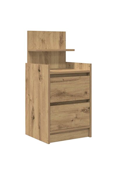 vidaxl Noptiera cu 2 sertare Artisan Stejar 38x34x80 cm