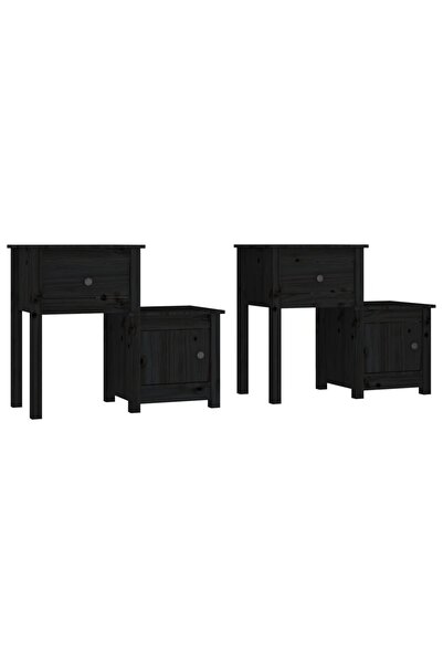 vidaxl Bedside tables, 2 pcs., black, 79.5x38x65.5 cm, solid pine wood
