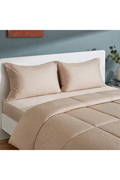 HOME AURAA SOMNIA QUEEN COMFORTER – 3 PCS SET-BEIGE I 160 x 220 cm I 100% Cot...