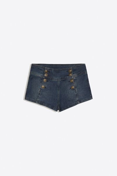 Bershka Düğmeli mini denim şort