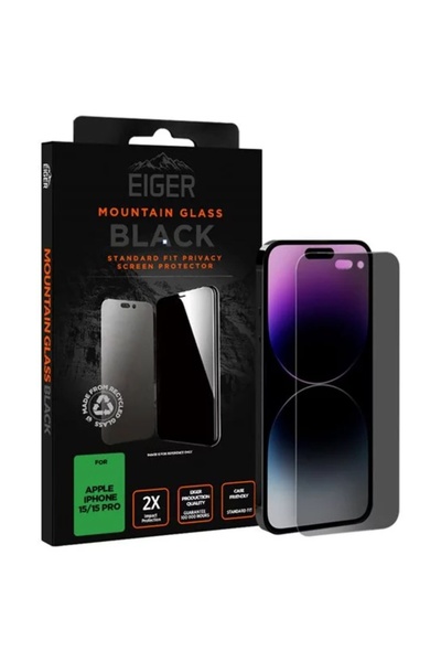 EIGER Folie Sticla Privacy Mountain Glass GRS iPhone 15 / 15 Pro Negru