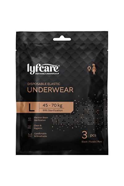 LYFCARE Women Disposable Elastic Underwear Black-Purple-Pink Panty L-size 45-...
