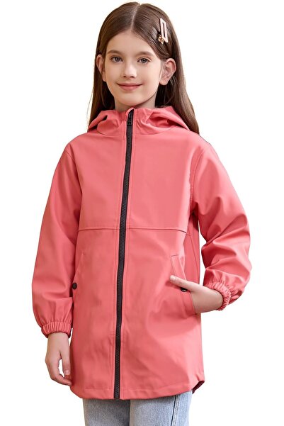 SOLOCOTE Girls Rain Jacket Waterproof Windproof Rain Jacket with Hood Rubber ...