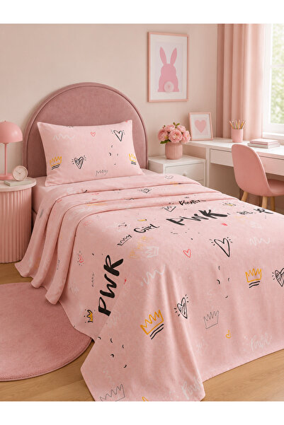 Rebeka Home Collection Pinka Children's Pique Set Single 160X235 cm Pink Patt...