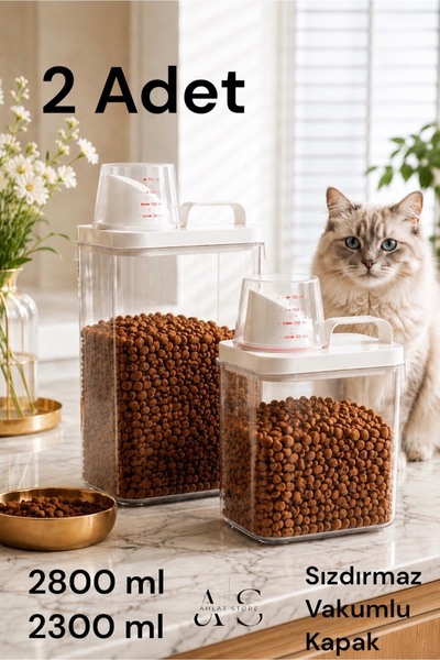 Ahlat Store 2-Piece Leak-Proof Storage Container for Cat and Dog Food - Scale...