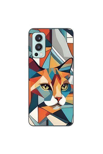 OEM Husa compatibila cu OnePlus Nord 2 Silicon Gel Tpu Model Cubic Cat Art