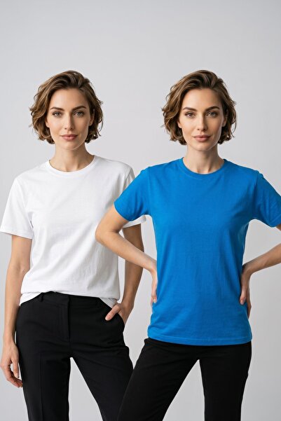 fevien Women's 2-Pack Basic Crew Neck Short Sleeve T-Shirt - Casual Comfort F...